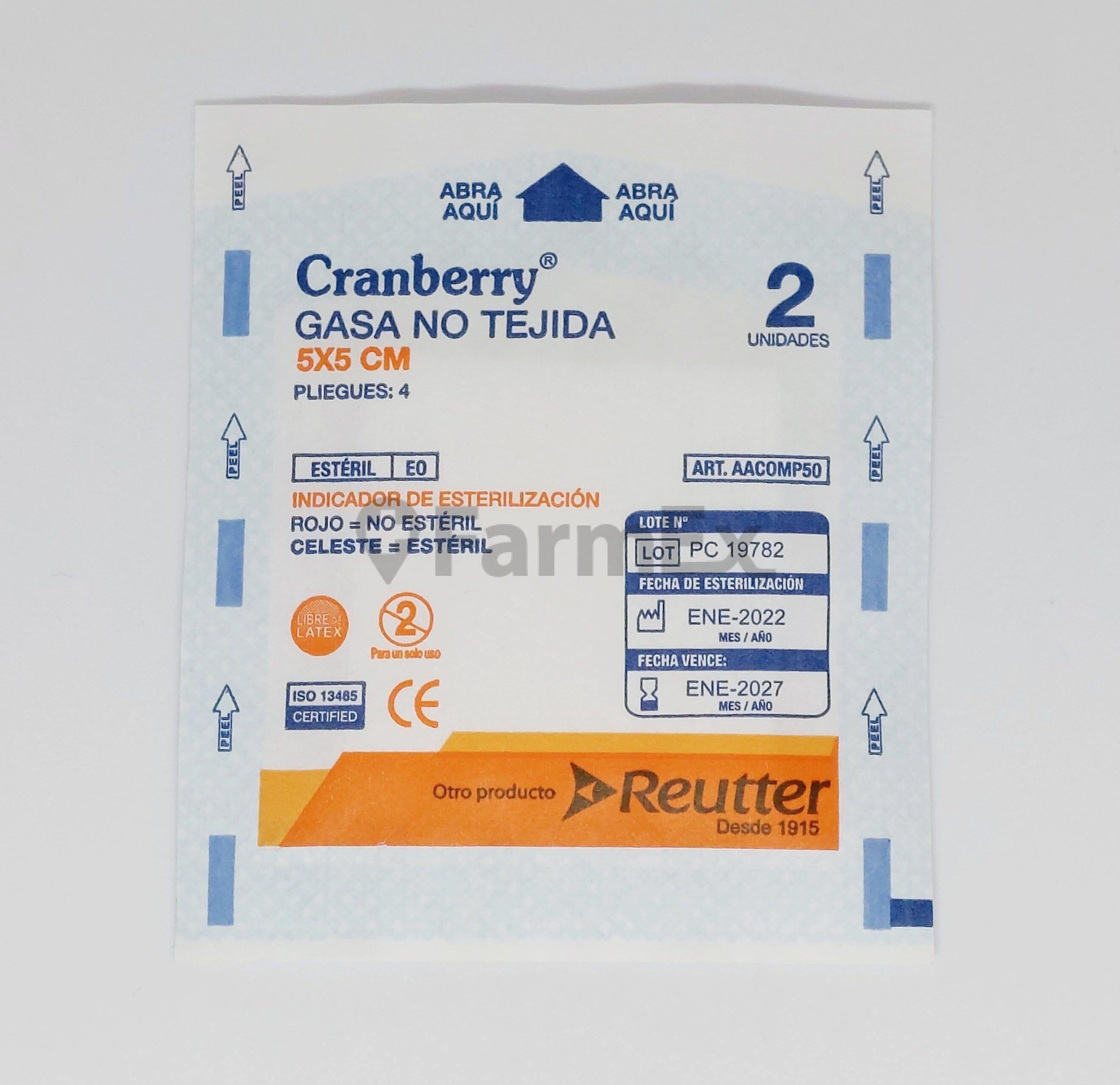 Cranberry Gasa no tejida 5x5 cm x 2 unidades Farmex-Pluxee-Persistente